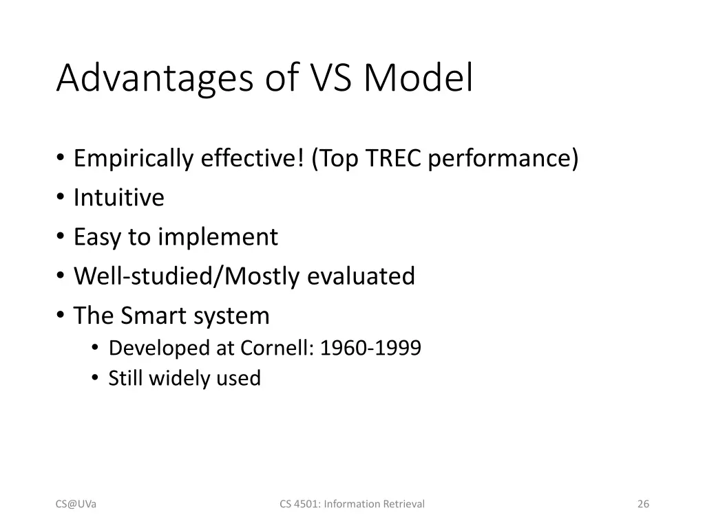advantages of vs model