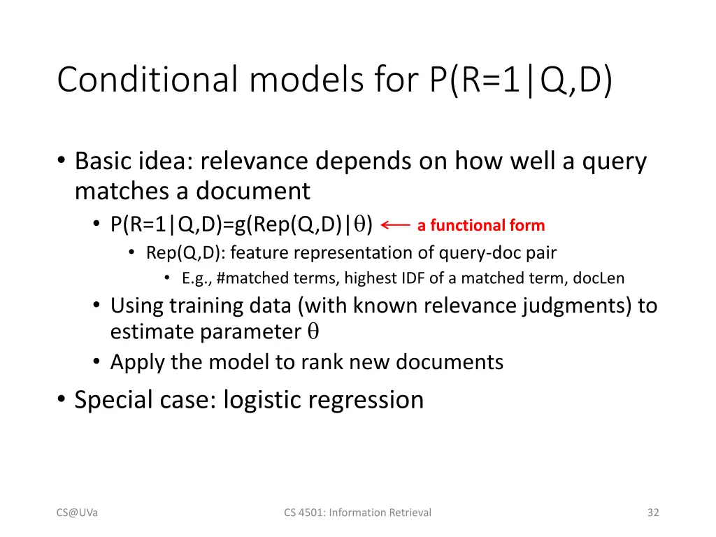 conditional models for p r 1 q d