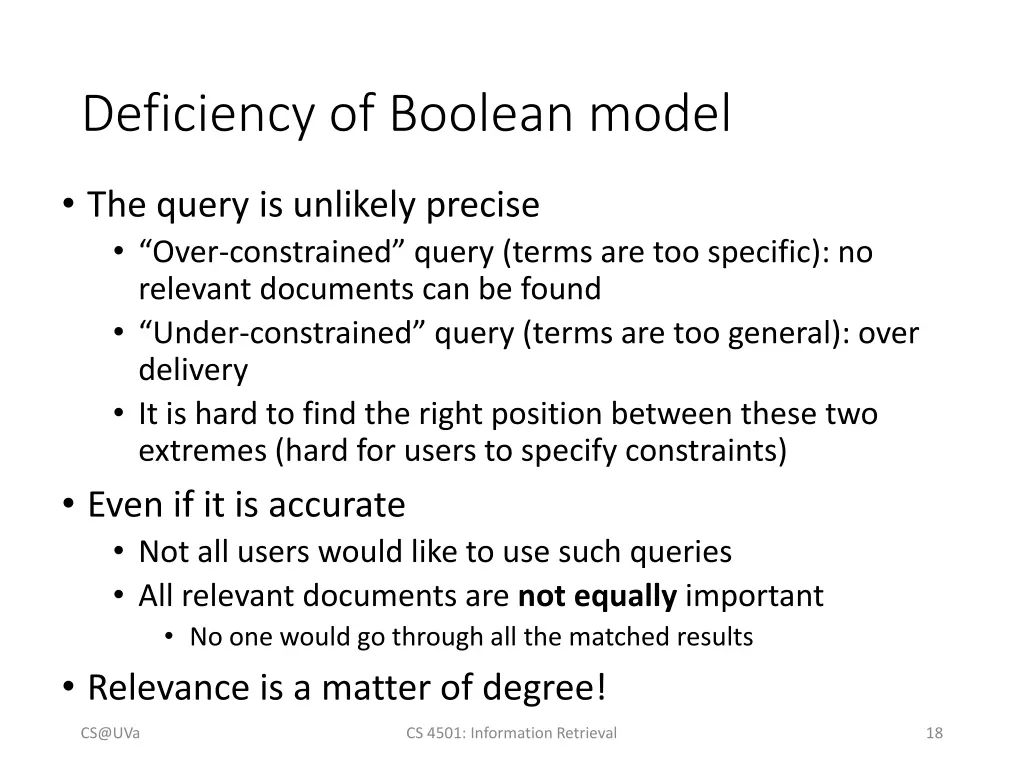 deficiency of boolean model