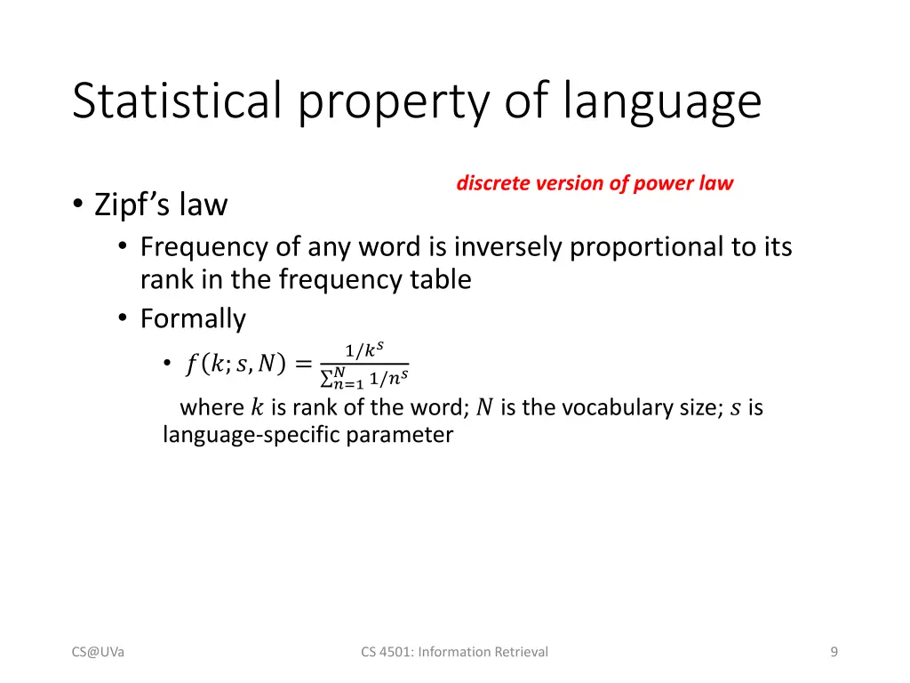 statistical property of language