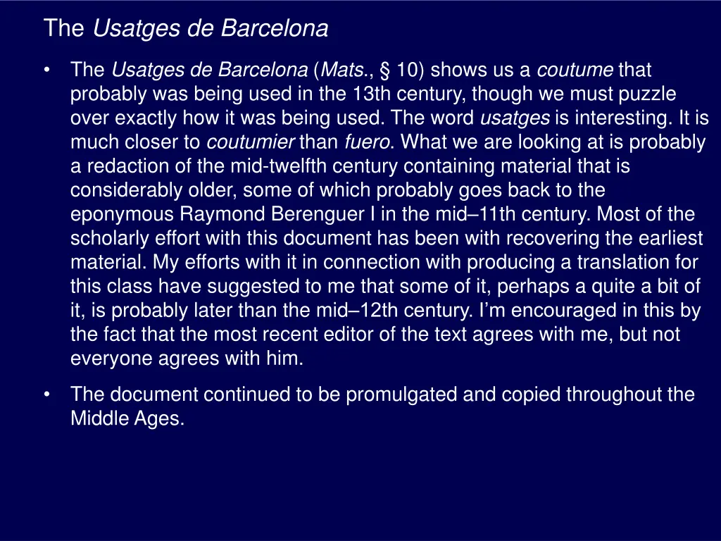 the usatges de barcelona