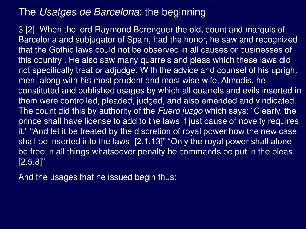 the usatges de barcelona the beginning 1