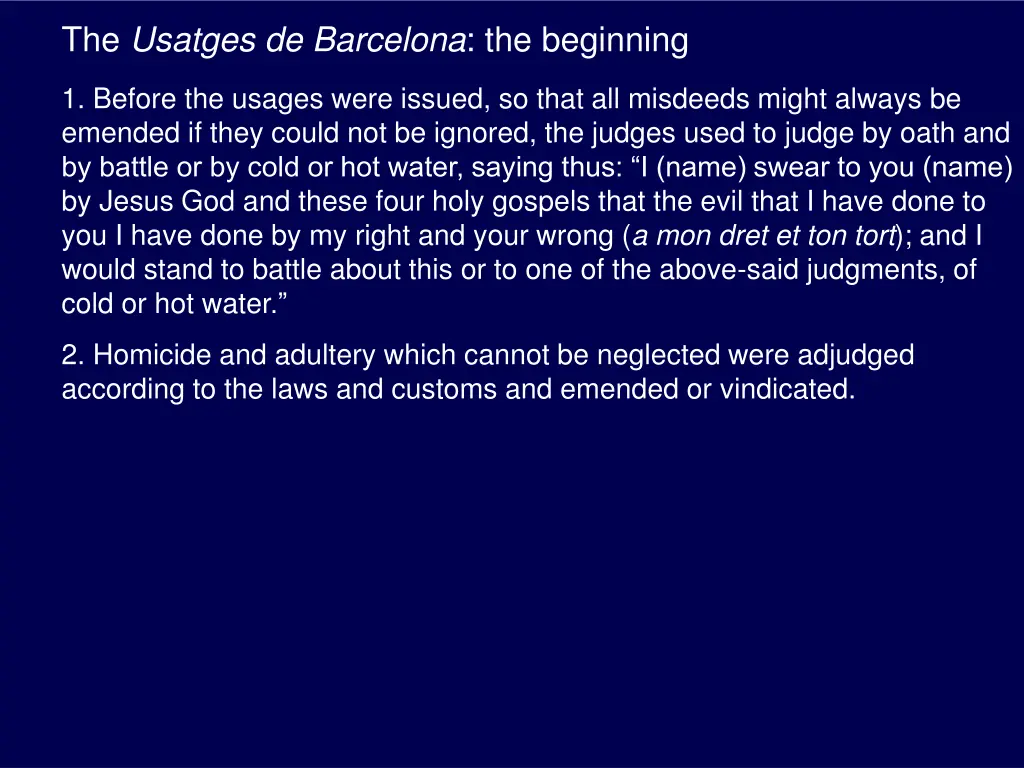 the usatges de barcelona the beginning