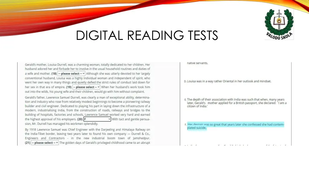 digital reading tests 1