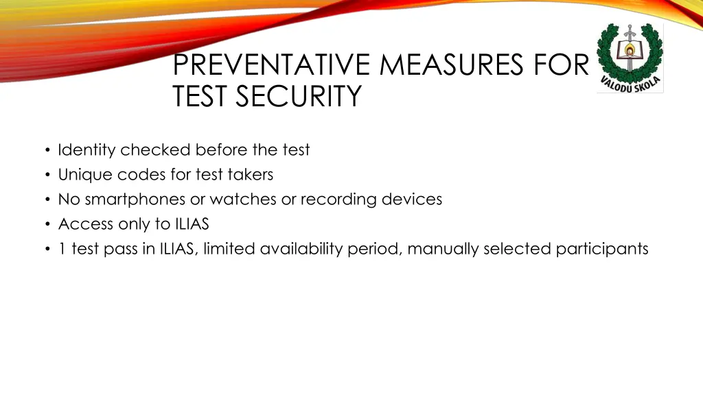 preventative measures for test security