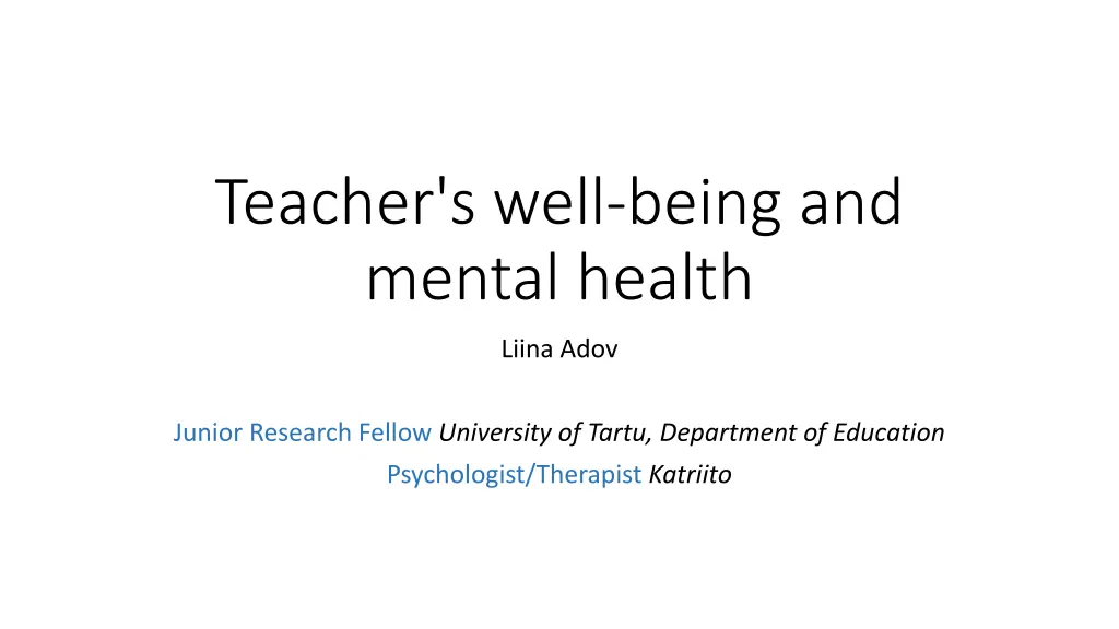 teacher s well being and mental health