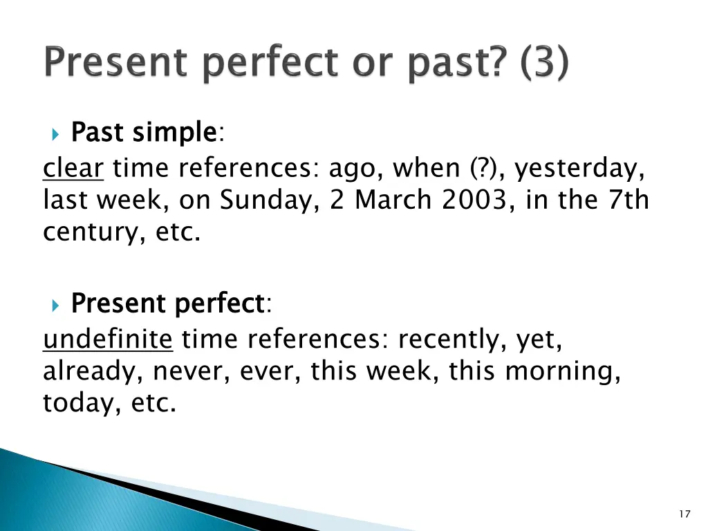 past clear time references ago when yesterday