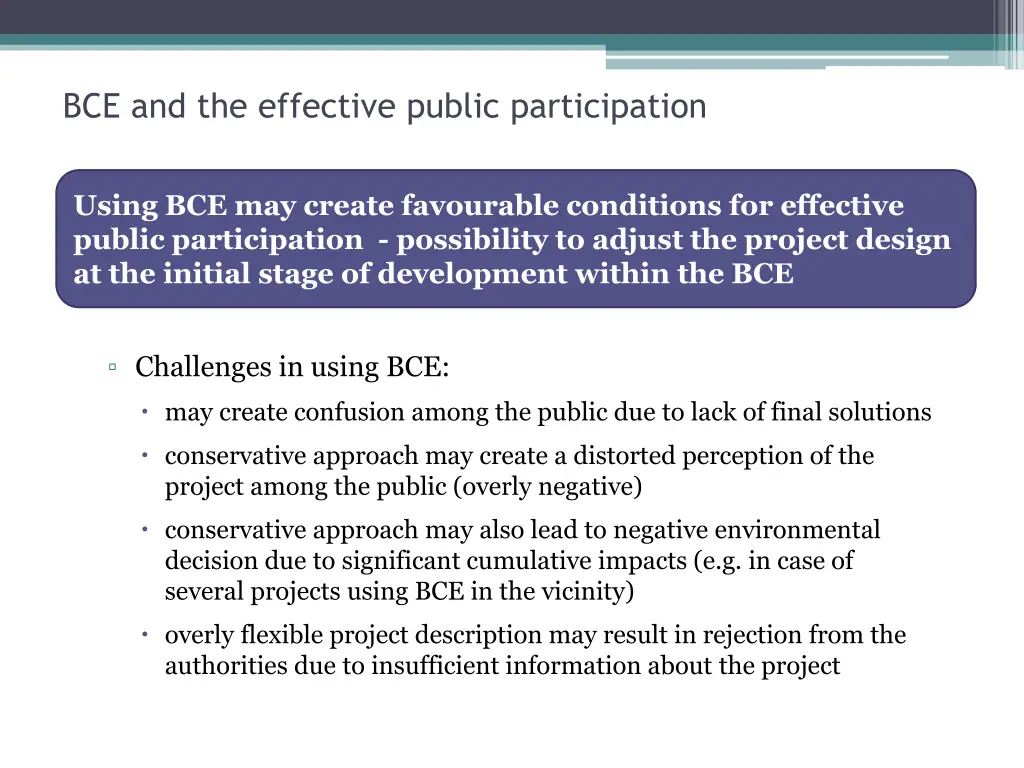 bce and the effective public participation