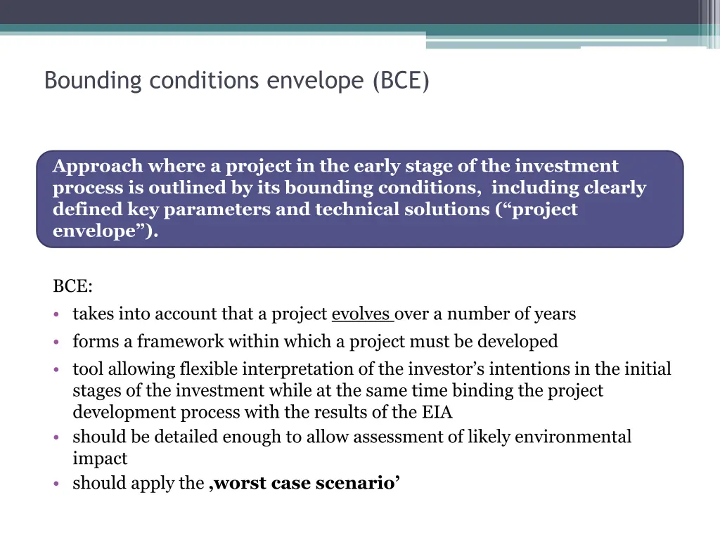 bounding conditions envelope bce