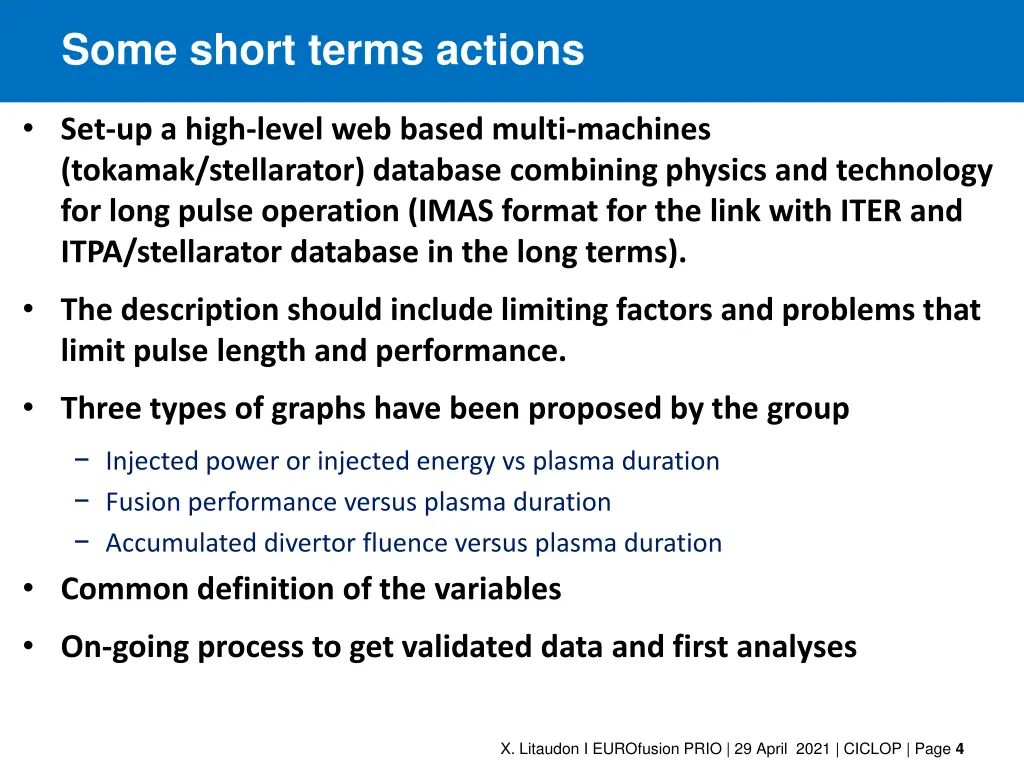 some short terms actions