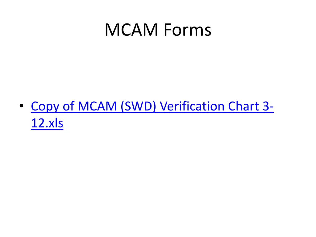 mcam forms