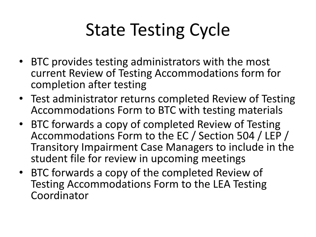 state testing cycle