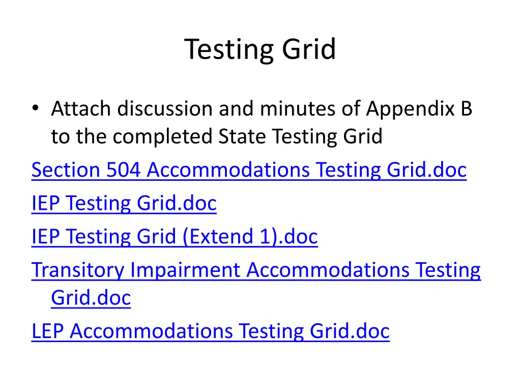 testing grid