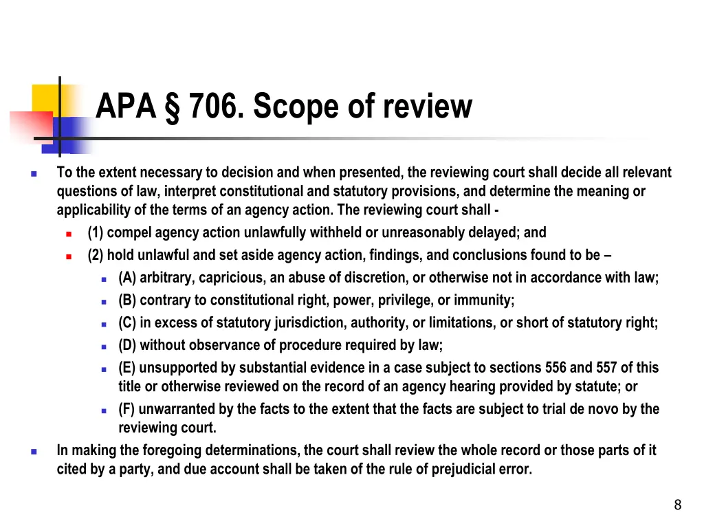 apa 706 scope of review