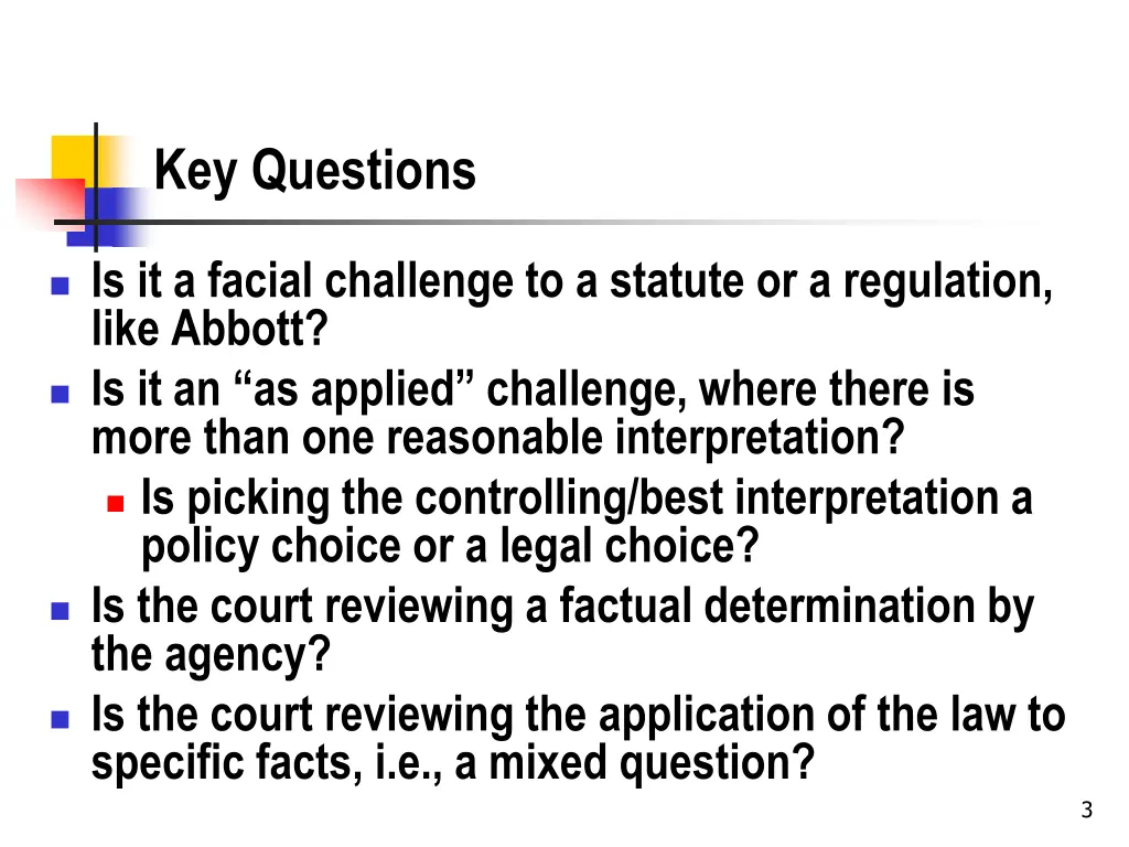 key questions