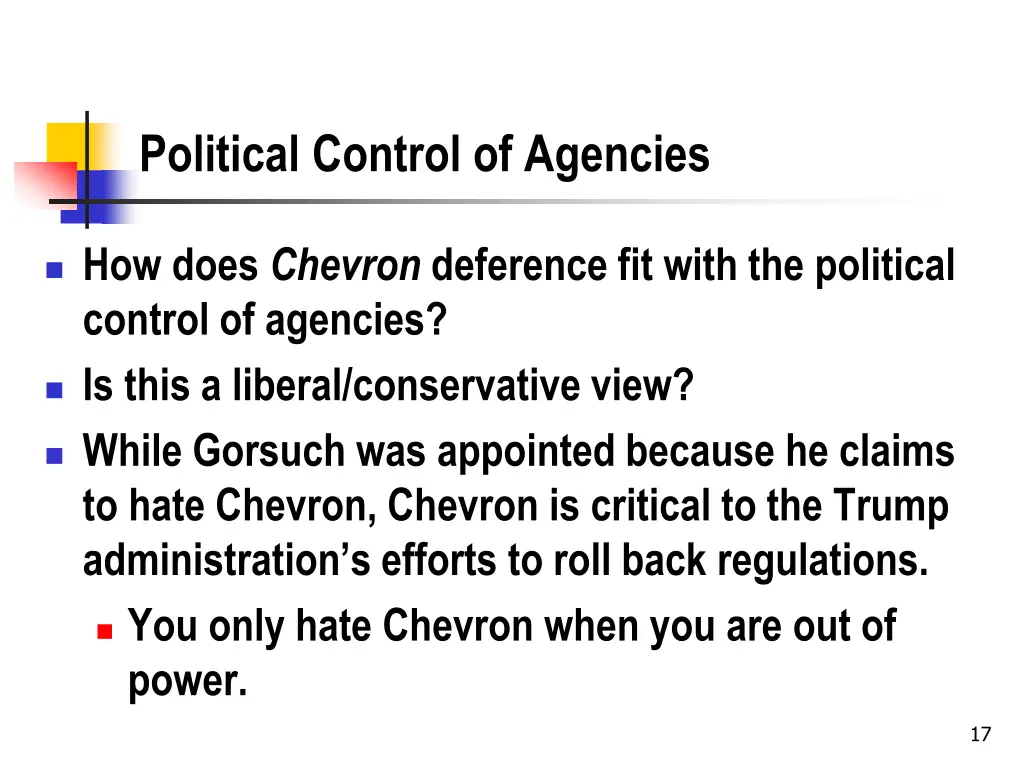 political control of agencies