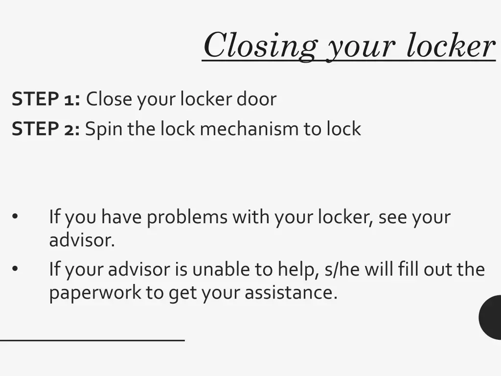 closing your locker