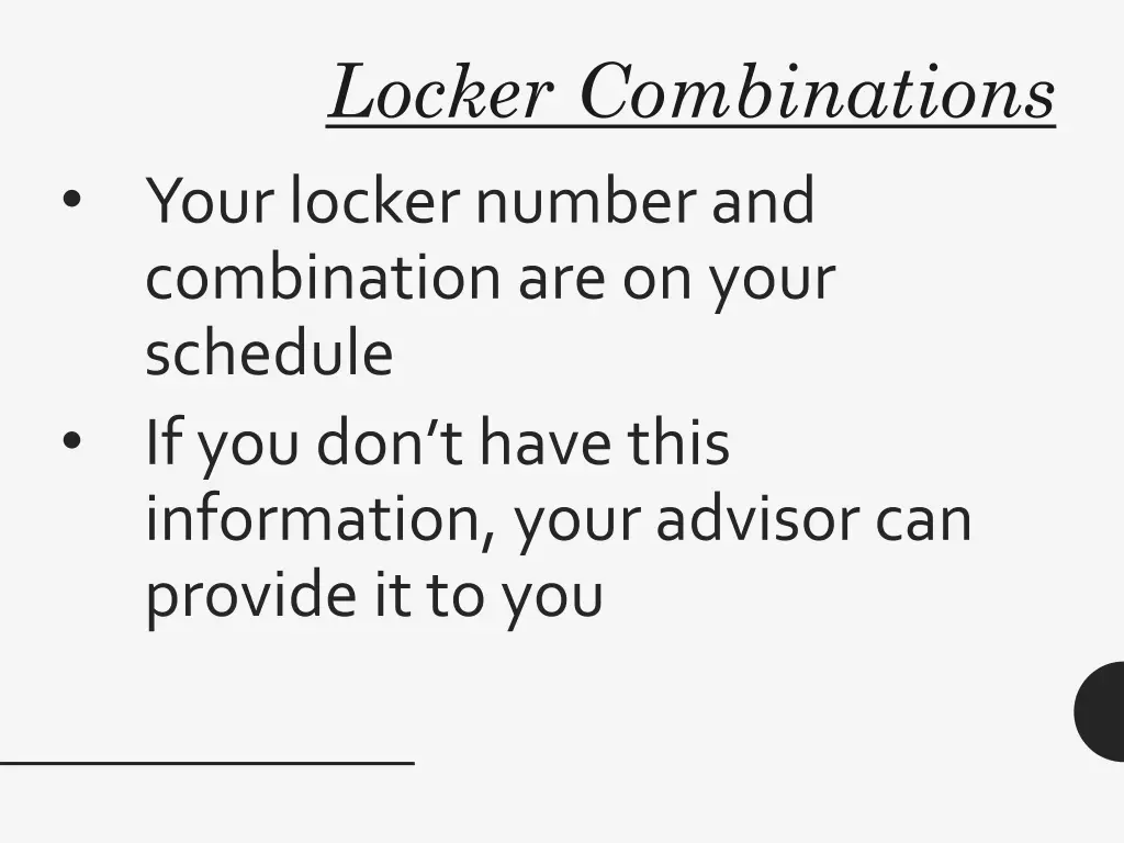 locker combinations your locker number