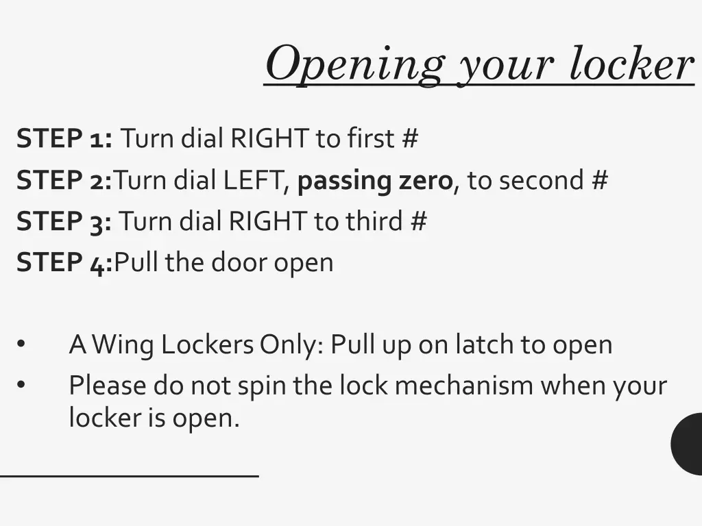 opening your locker