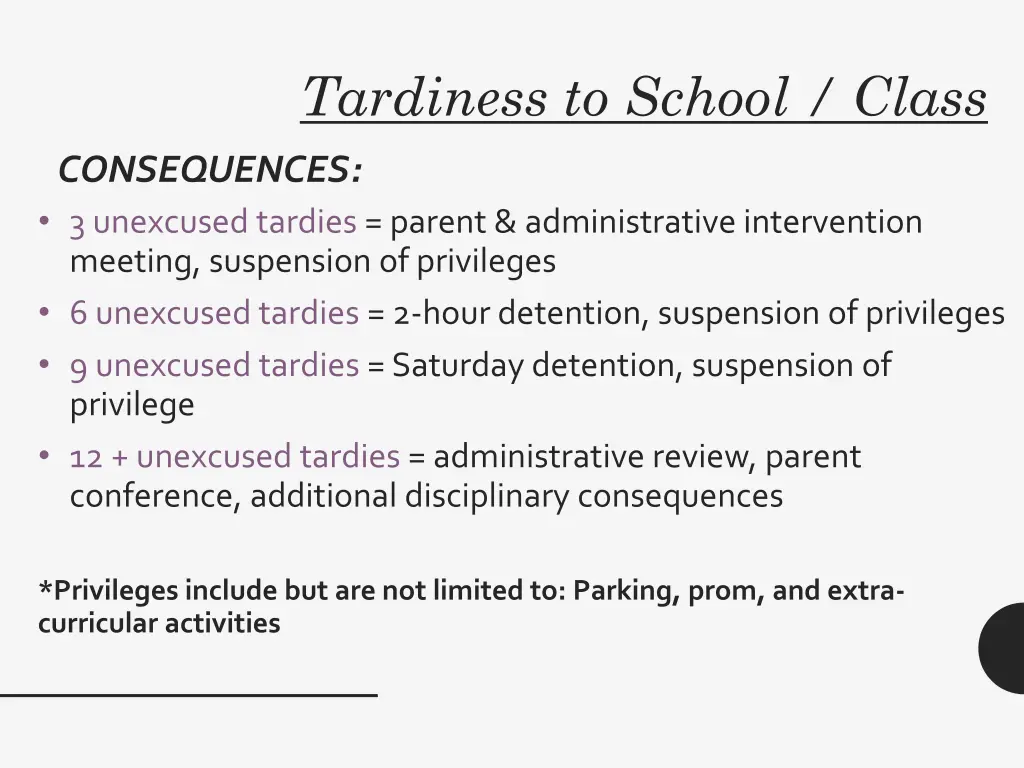 tardiness to school class