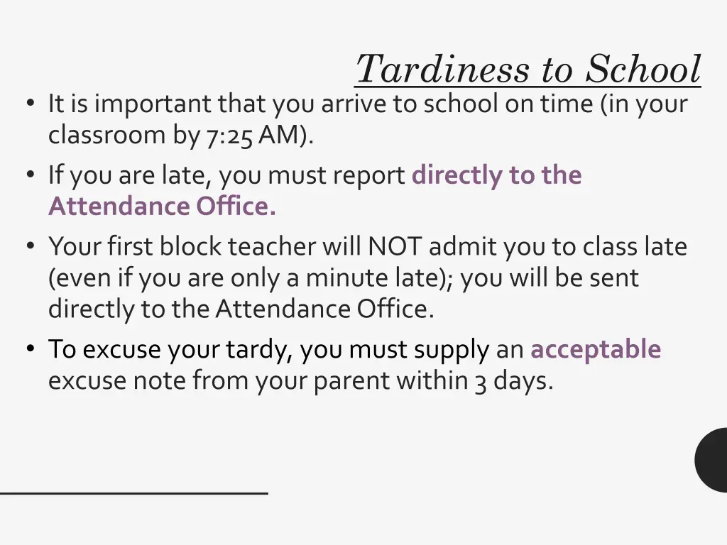 tardiness to school
