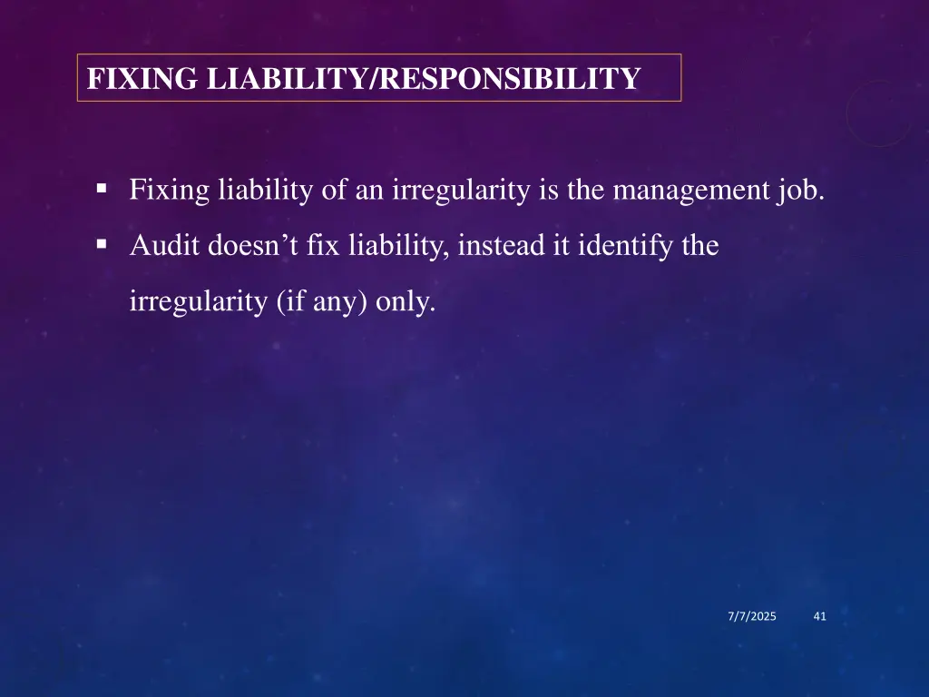 fixing liability responsibility