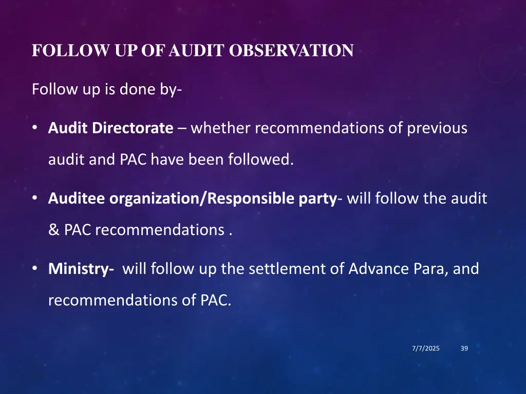 follow up of audit observation