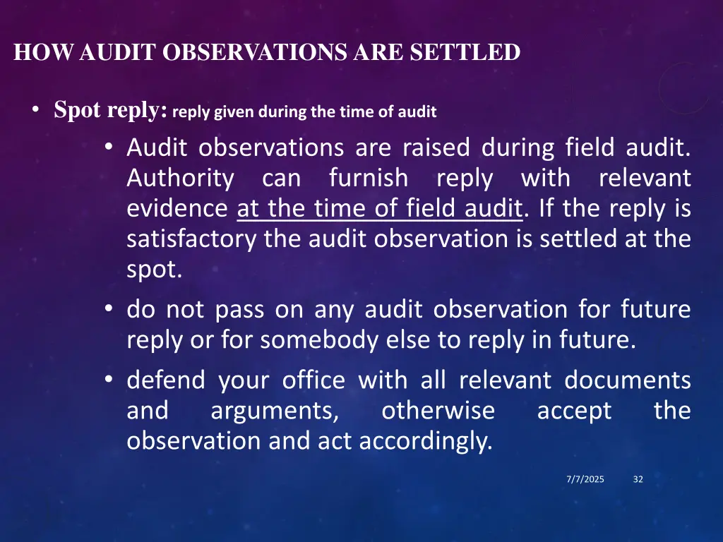 how audit observations are settled 1