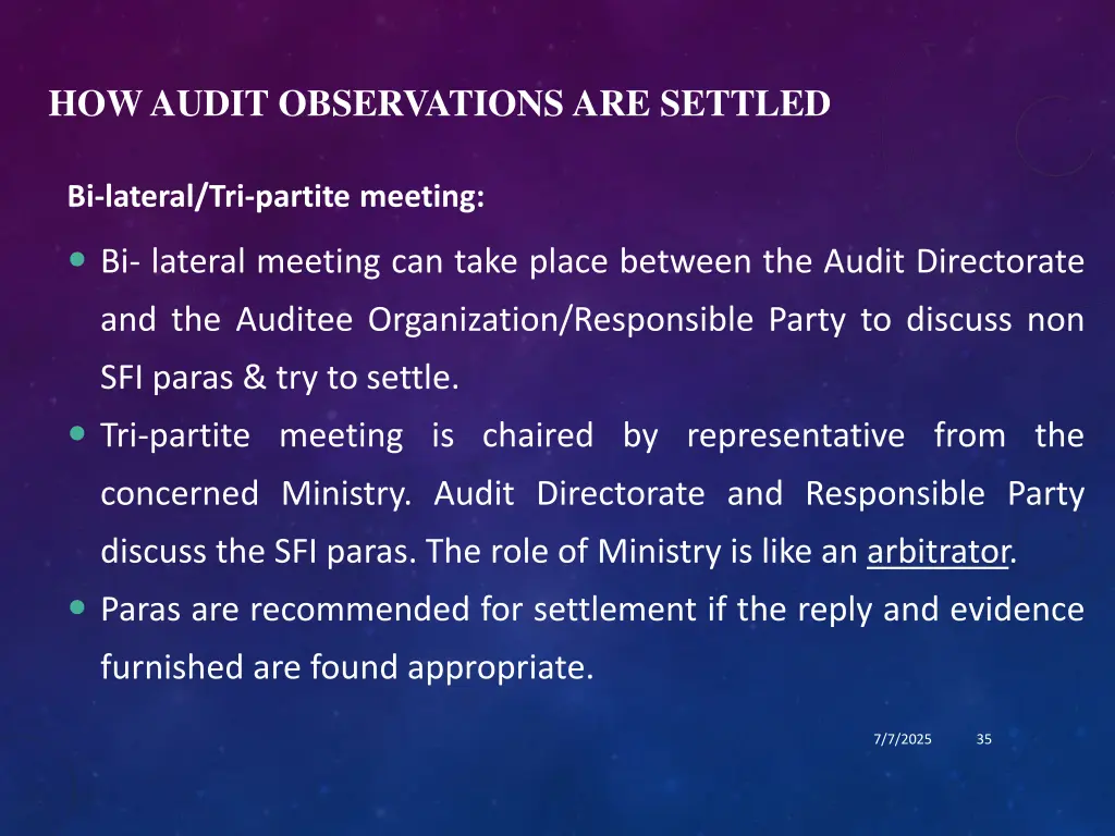 how audit observations are settled 3