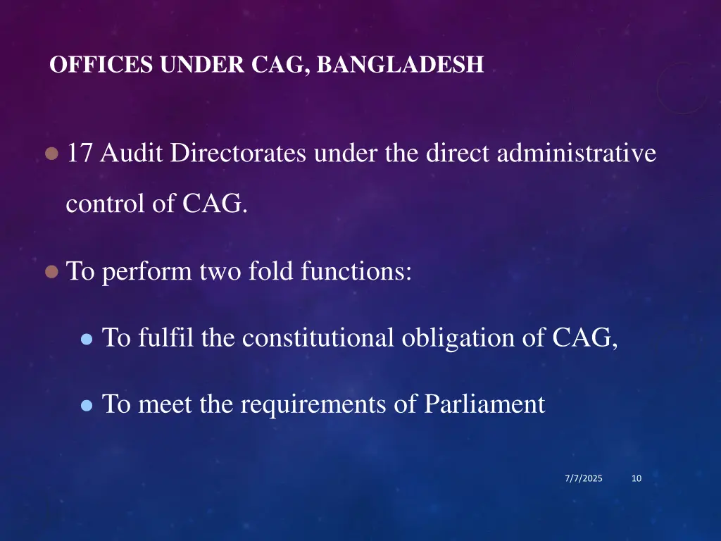 offices under cag bangladesh