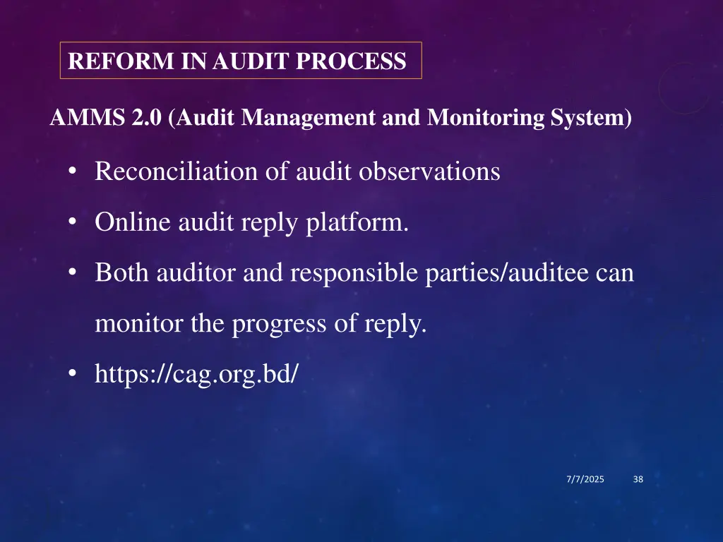 reform in audit process