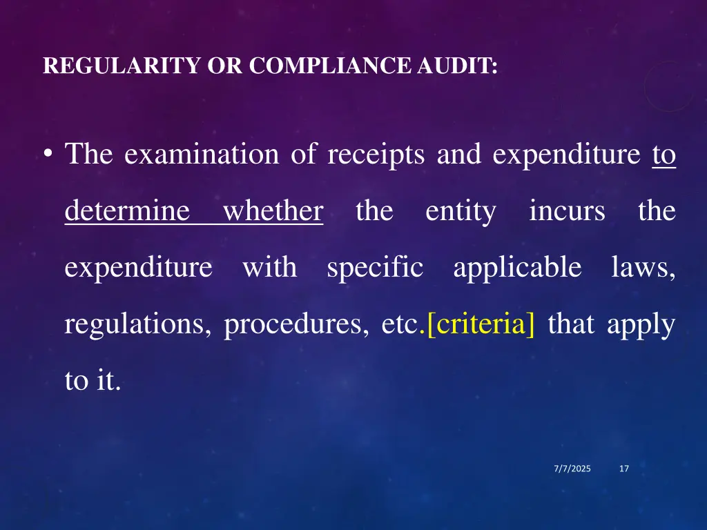 regularity or compliance audit