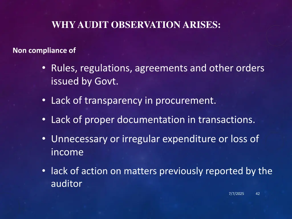 why audit observation arises
