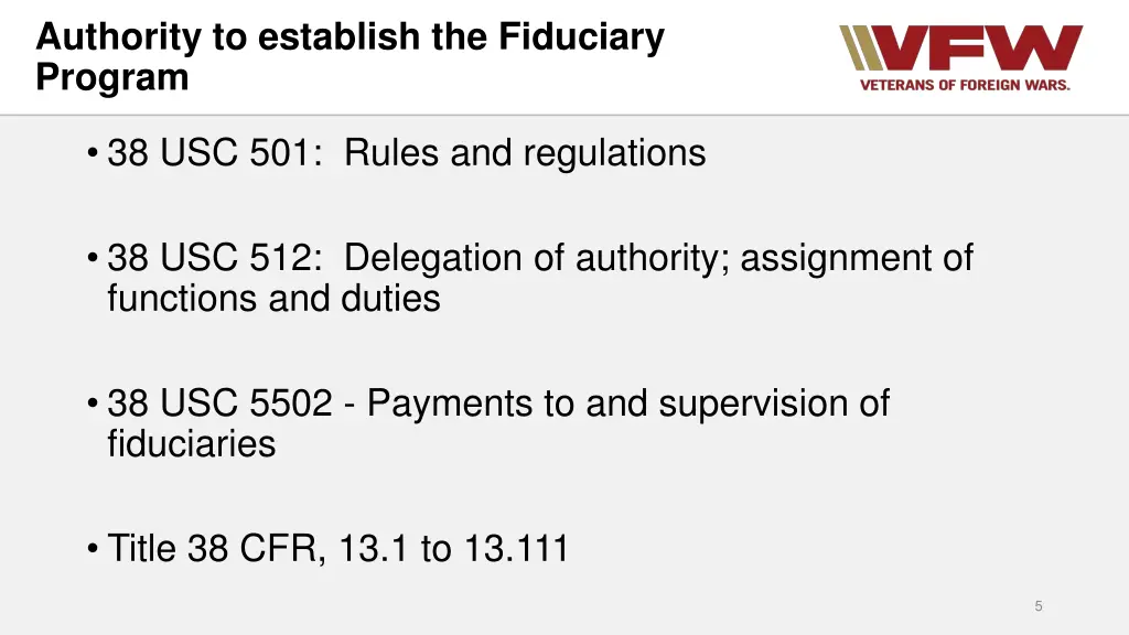 authority to establish the fiduciary program