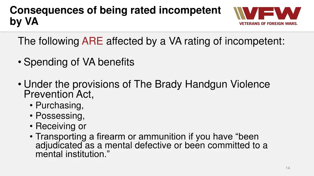 consequences of being rated incompetent by va 1