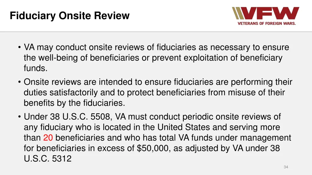 fiduciary onsite review