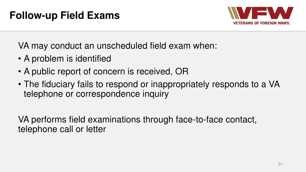 follow up field exams 1