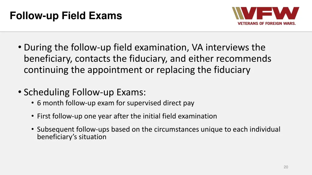 follow up field exams