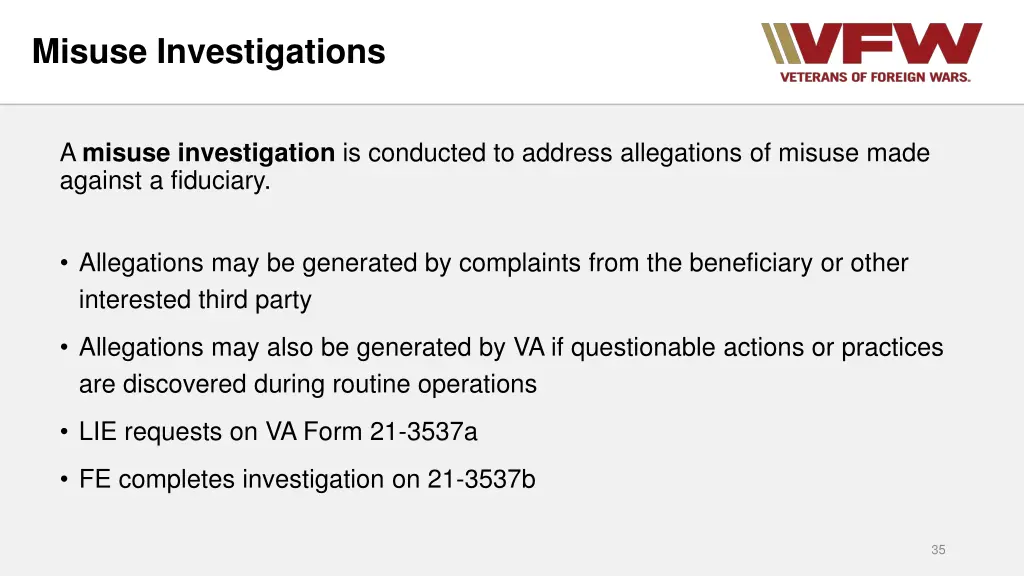 misuse investigations