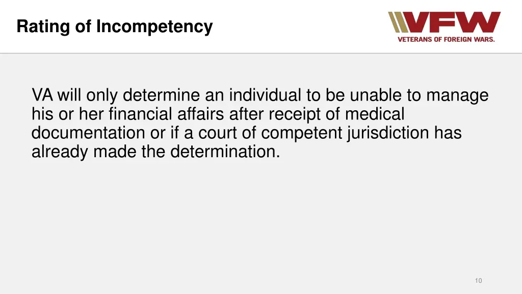 rating of incompetency