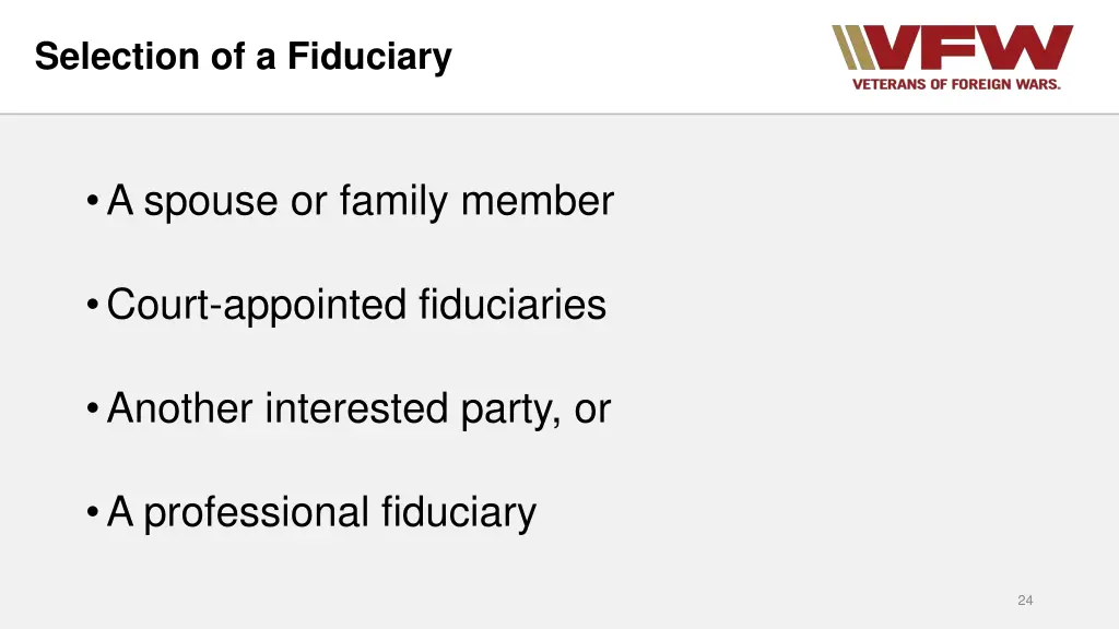 selection of a fiduciary 1