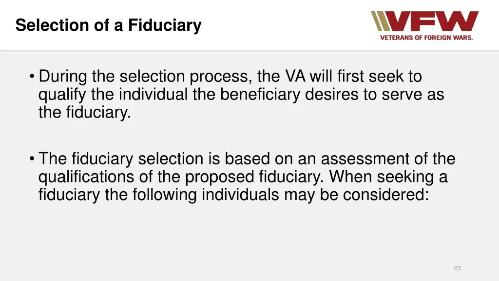 selection of a fiduciary