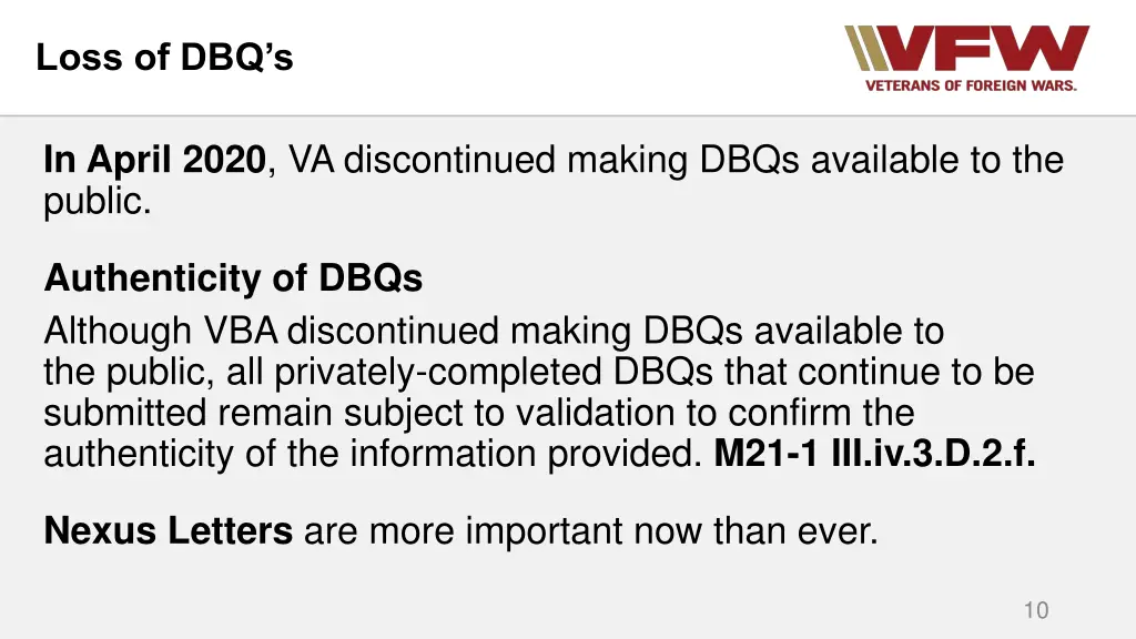 loss of dbq s