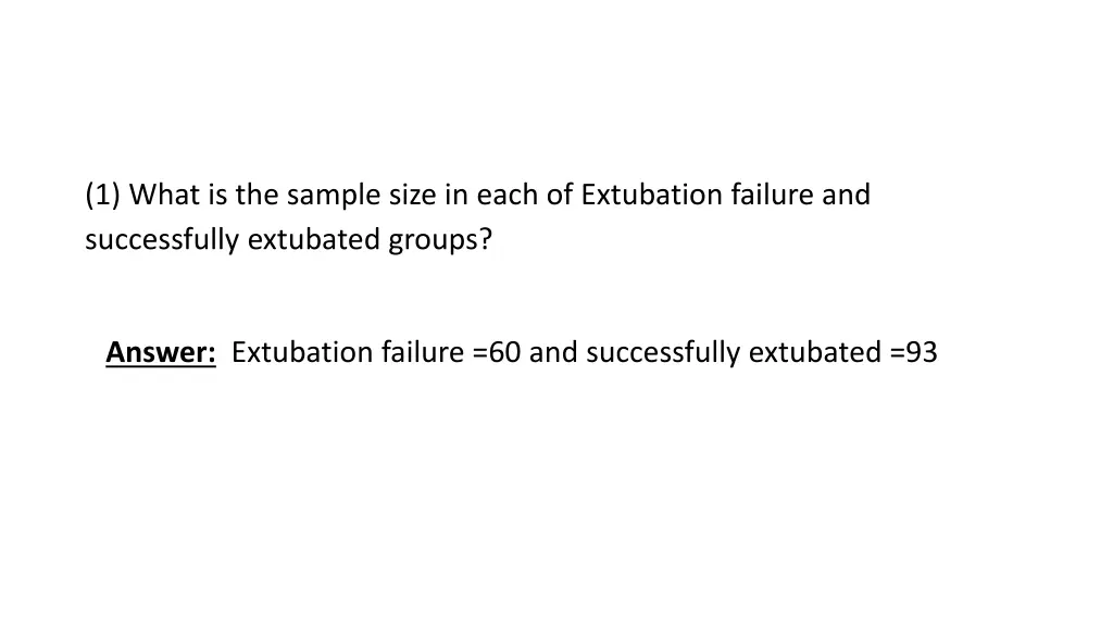 1 what is the sample size in each of extubation 1