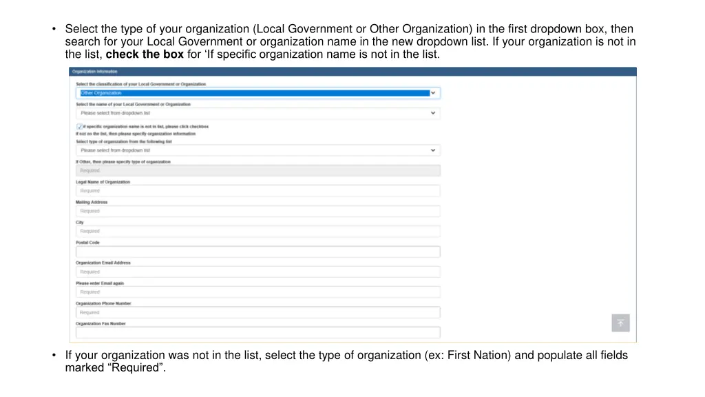 select the type of your organization local
