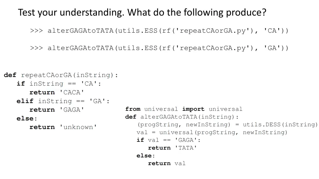 test your understanding what do the following