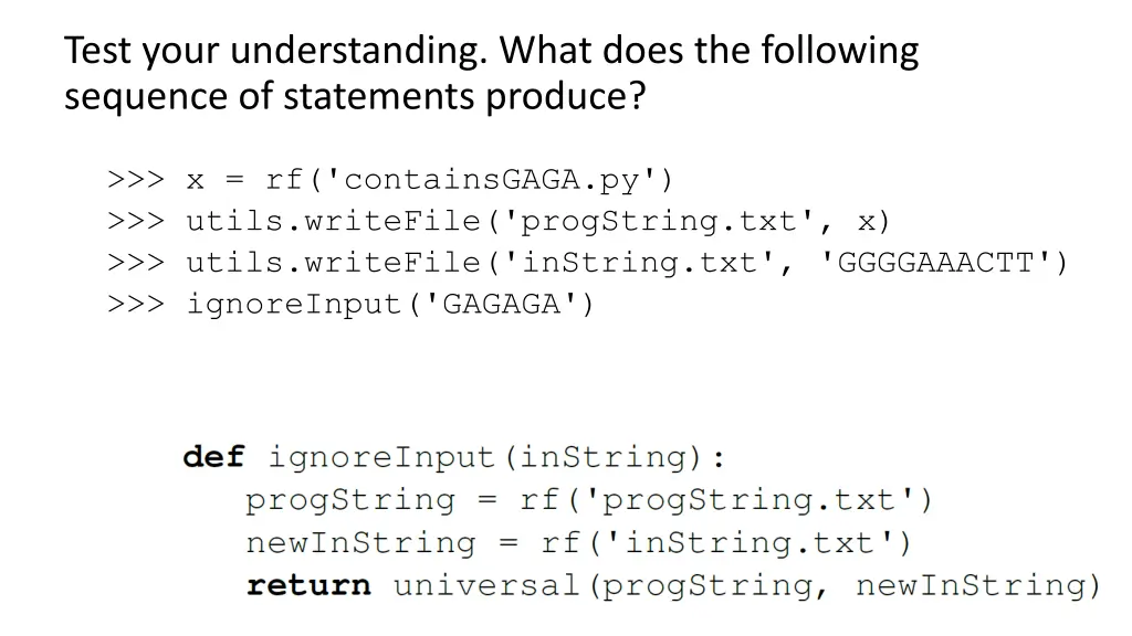 test your understanding what does the following