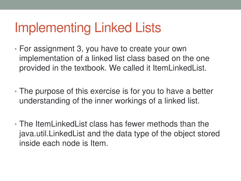 implementing linked lists