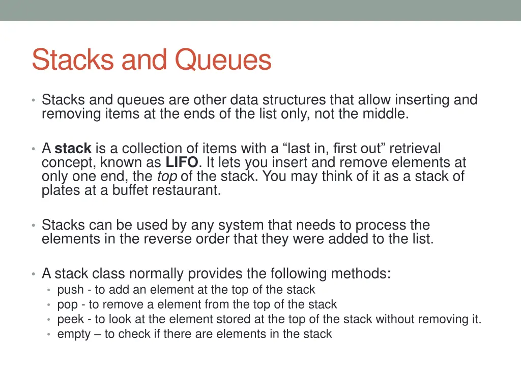 stacks and queues