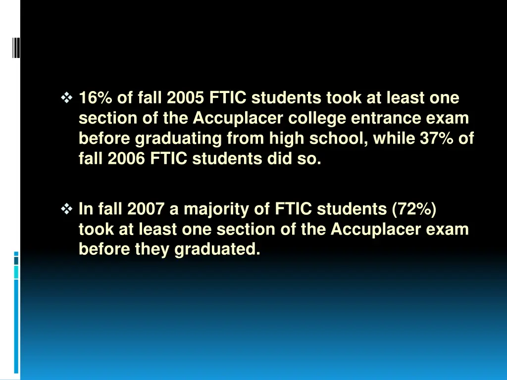 16 of fall 2005 ftic students took at least